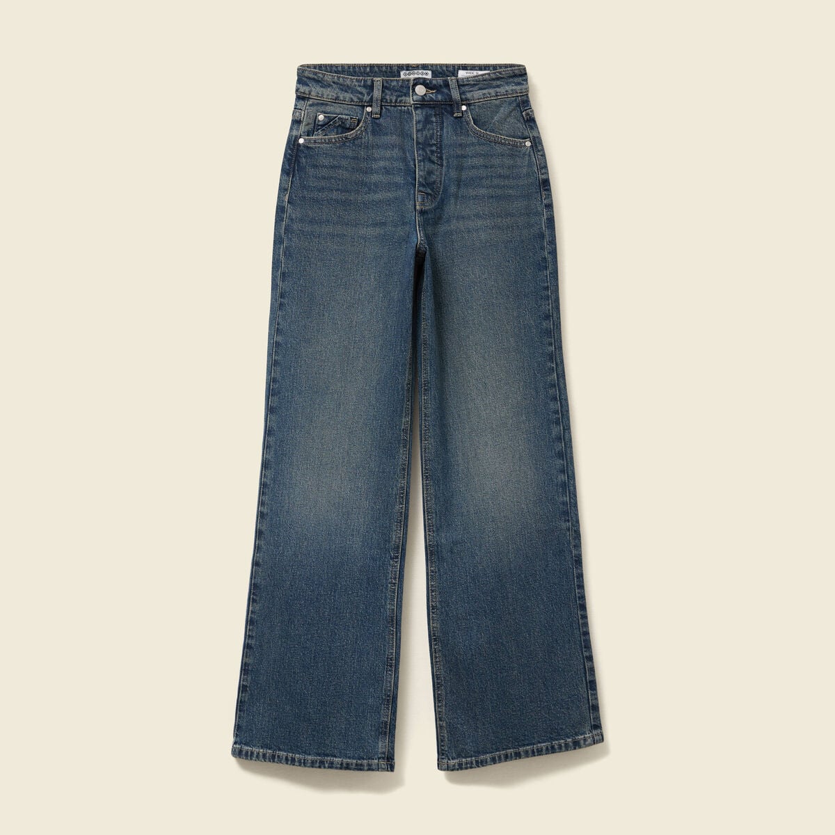 Jeans large taille haute bleu femme