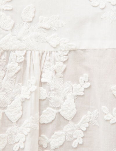 Chemise en coton manches longues ecru femme