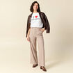 Pantalon loose taille standard fluide beige femme
