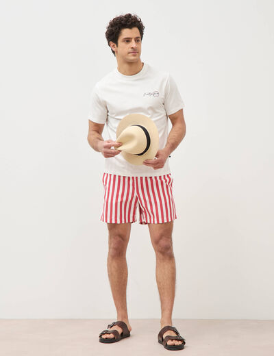 Short de bain rouge corail homme