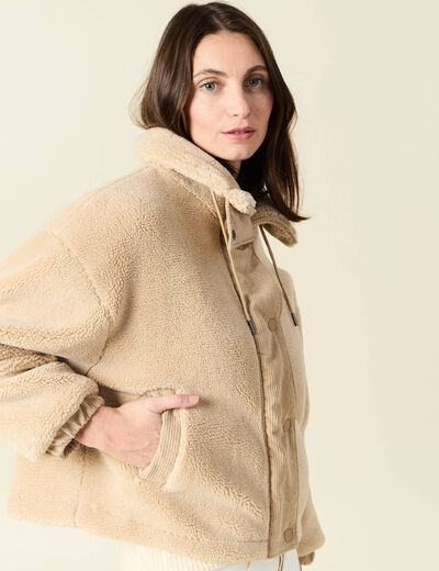 Blouson oversize sherpa creme femme