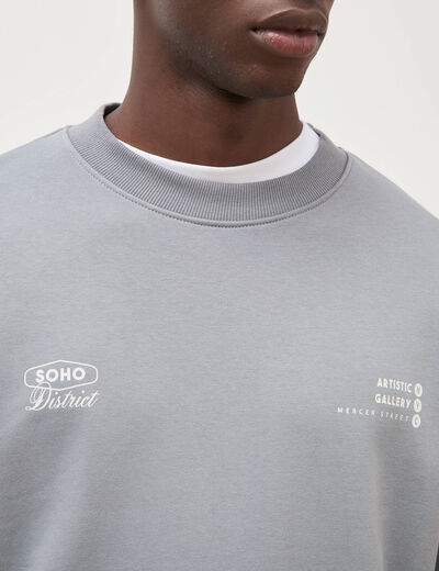 Sweat col rond manches longues gris homme
