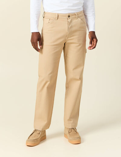 Jeans droit 5 poches beige homme
