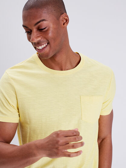 T shirt manches courtes jaune clair homme
