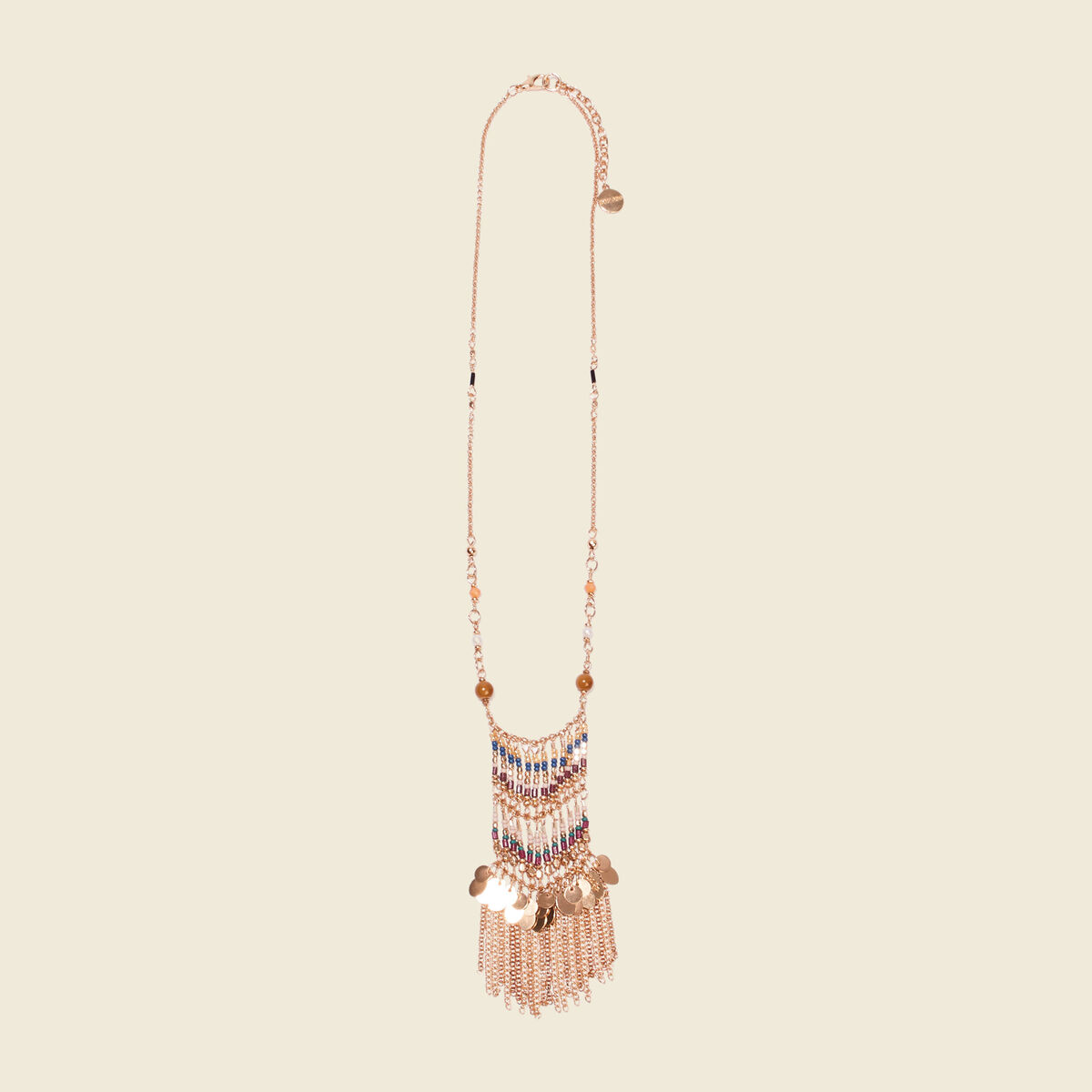 Collier perles et chaînettes multicolore femme