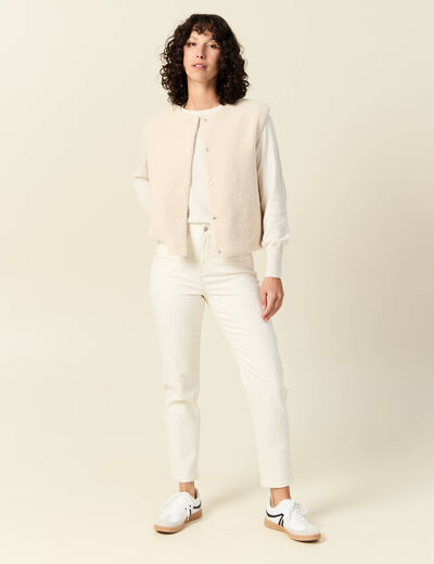 Gilet sans manches r&eacute;versible creme femme