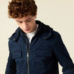 Blouson col montant à capuche bleu marine homme