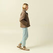 Parka courte droite effet polaire marron clair femme