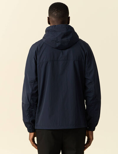 Coupe-vent zippé à capuche bleu marine homme
