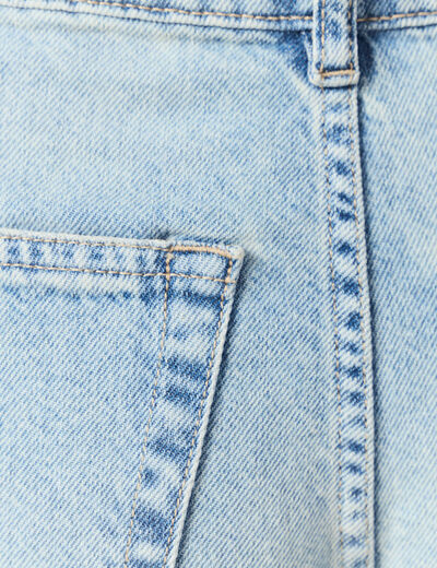 Jeans slouchy brodé 7/8ème denim bleach femme