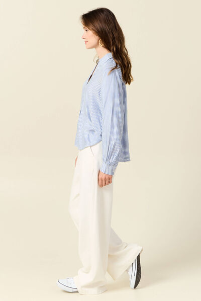 Blouse manches longues ecru femme
