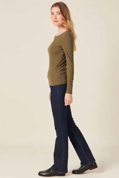 T-shirt femme maille unie Instinct vert kaki femme