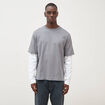 T-shirt droit manches longues col rond gris homme