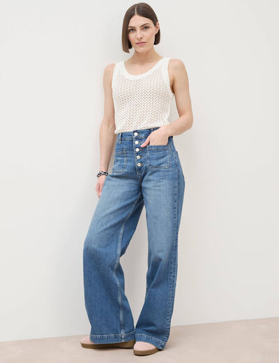 Jeans bootcut taille haute denim stone femme