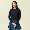 T-shirt en coton manches longues bleu marine femme