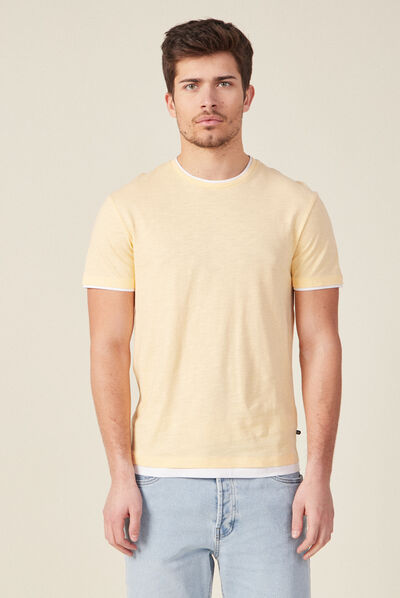 T-shirt manches courtes jaune clair homme