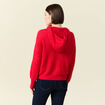 Gilet manches longues capuche rouge femme