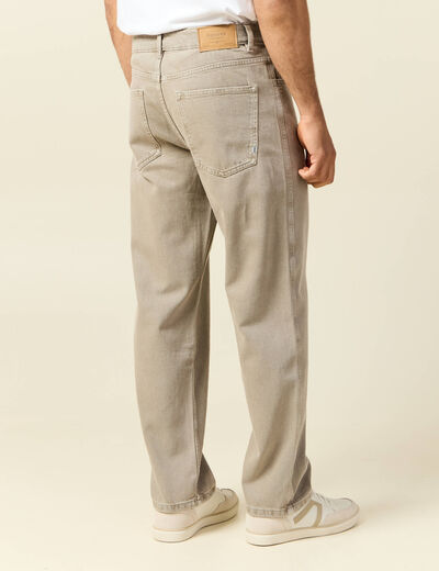 Jeans large longueur 32 en coton denim beige homme