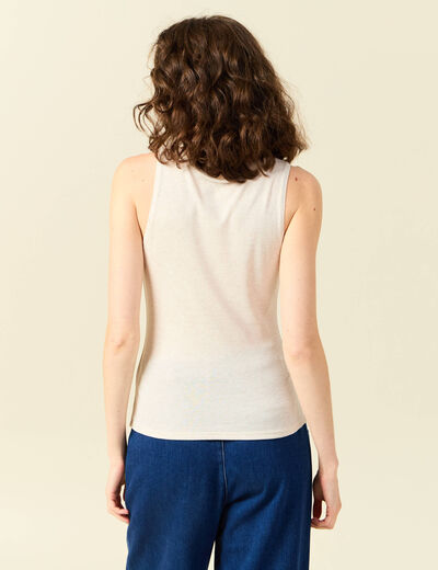 D&eacute;bardeur cintr&eacute; d&eacute;collet&eacute; sans manches beige femme