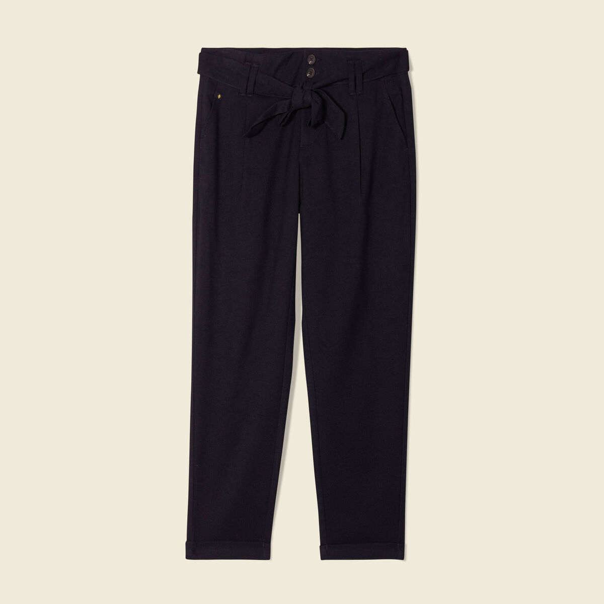 Pantalon paperbag noir femme