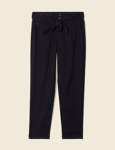 Pantalon paperbag noir femme