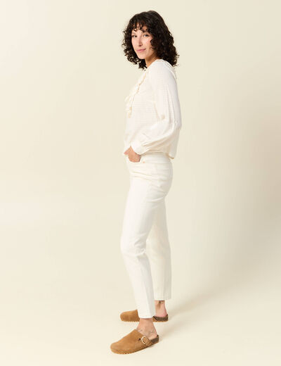 Blouse manches longues creme femme