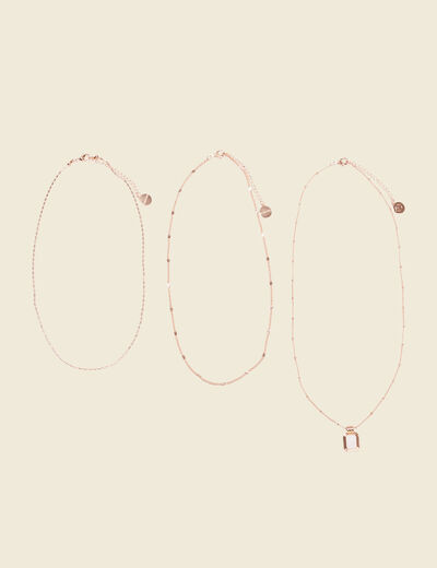 Lot 3 colliers avec chaînes couleur or femme