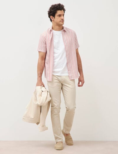 Chemise manches courtes rose pastel homme