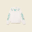 Chemise bord&eacute;e en coton manches longues ecru femme