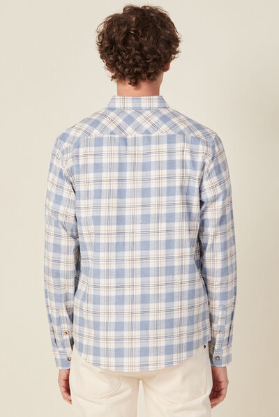 Chemise manches longues bleu gris homme