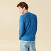 Pull fin col rond manches longues bleu fonc&eacute; homme