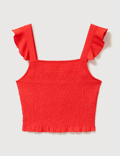 D&eacute;bardeur cintr&eacute; cropped d&eacute;collet&eacute; orange fonc&eacute; femme