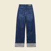 Jeans straight taille haute denim brut femme