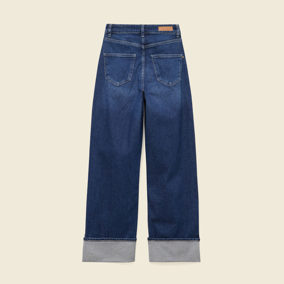 Jeans straight taille haute denim brut femme