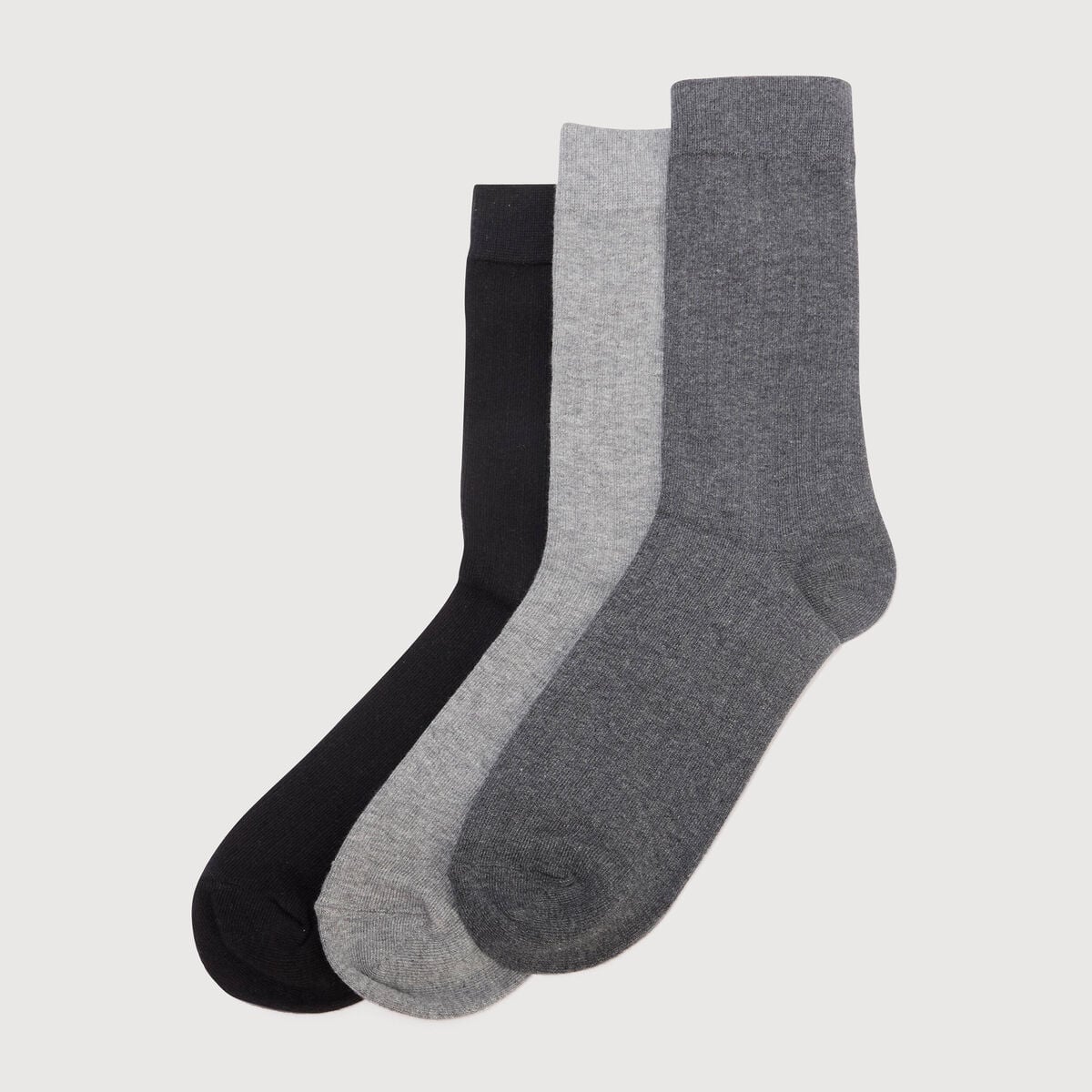 Lot de 5 paires chaussettes hautes gris fonc&eacute; homme