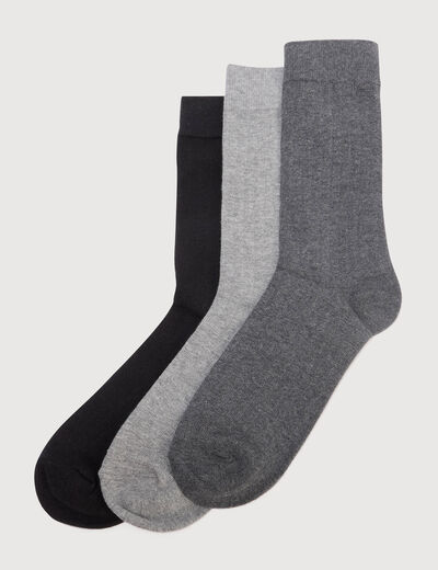 Lot de 5 paires chaussettes hautes gris fonc&eacute; homme