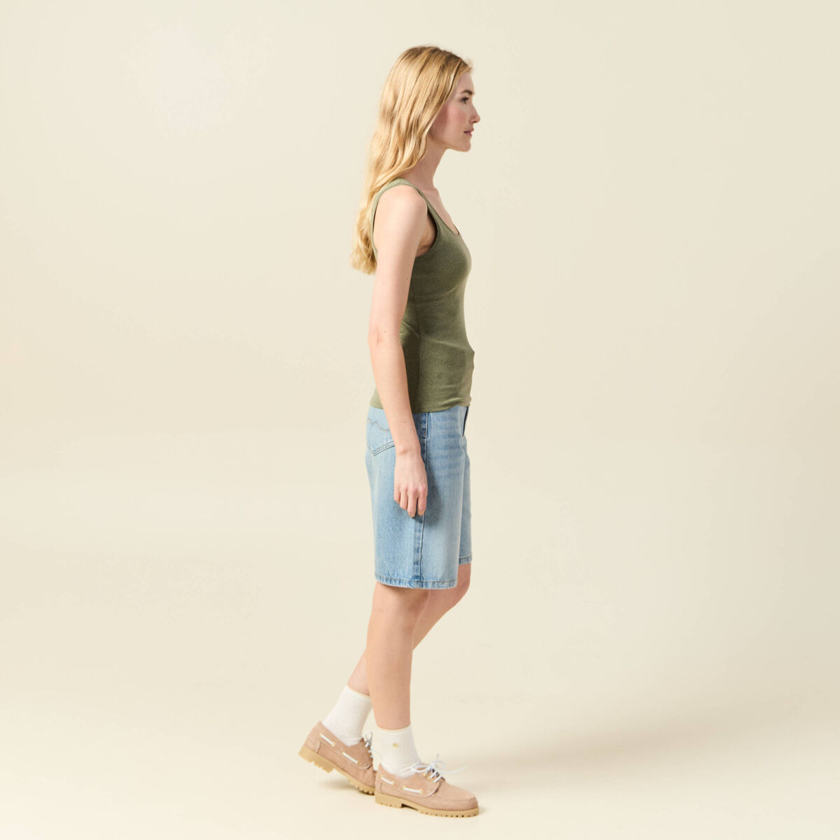 Débardeur femme uni col arrondi Instinct vert kaki femme