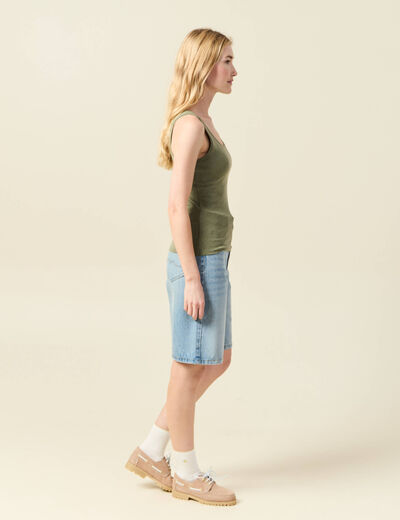 Débardeur femme uni col arrondi Instinct vert kaki femme