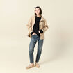 Jeans mom 7/8&egrave;me bleu gris femme