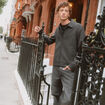 Veste oversize courte col classique gris fonc&eacute; homme