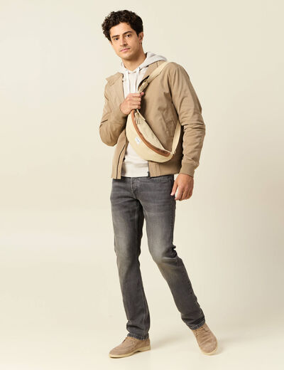 Jeans straight 5 poches denim gris homme