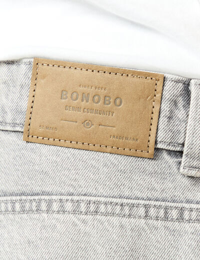 Jeans large 5 poches longueur 32 denim gris clair homme