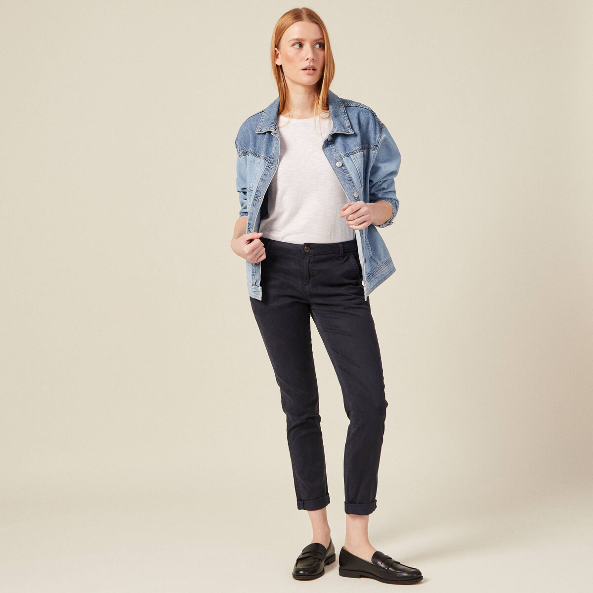 Pantalon chino Instinct bleu foncé femme