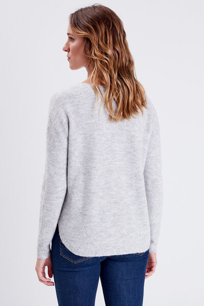 Pull manches longues gris femme