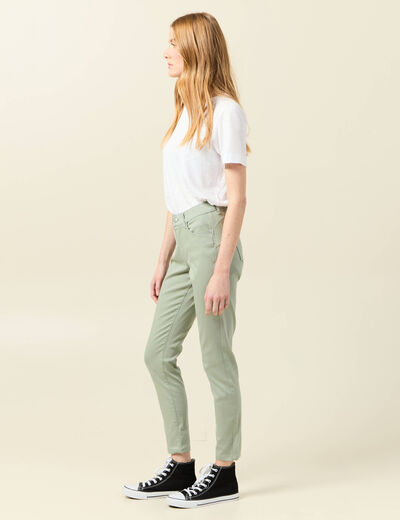 Pantalon skinny push-up 7/8ème vert olive femme