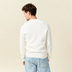 Pull droit col polo manches longues ecru homme