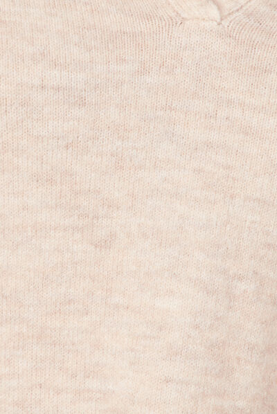 Pull col polo éco-responsable creme femme