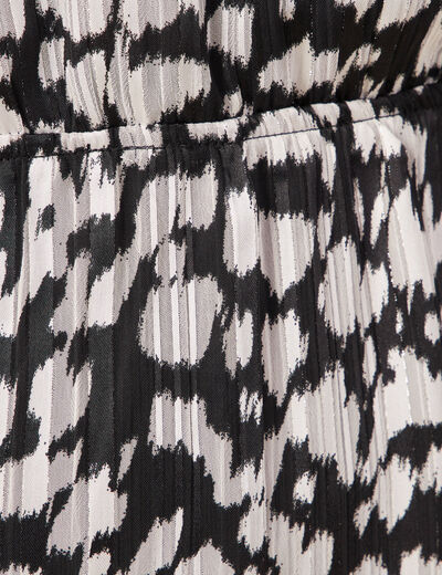 Robe longue évasée manches 3/4 noir femme