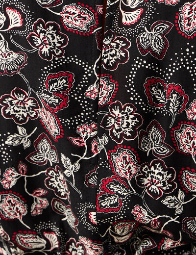 Robe évasée fluide manches 3/4 noir femme