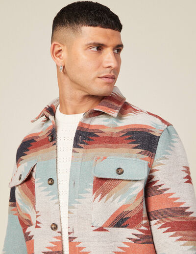 Surchemise droite longue manches longues ecru homme